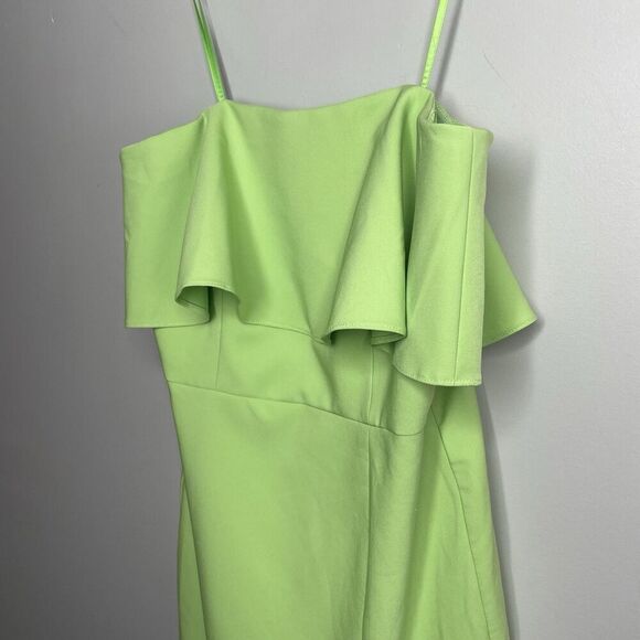 AIDAN MATTOX Strapless Popover Gown Women 2 Ruffle Neckline Side Slit Green - Picture 4 of 12